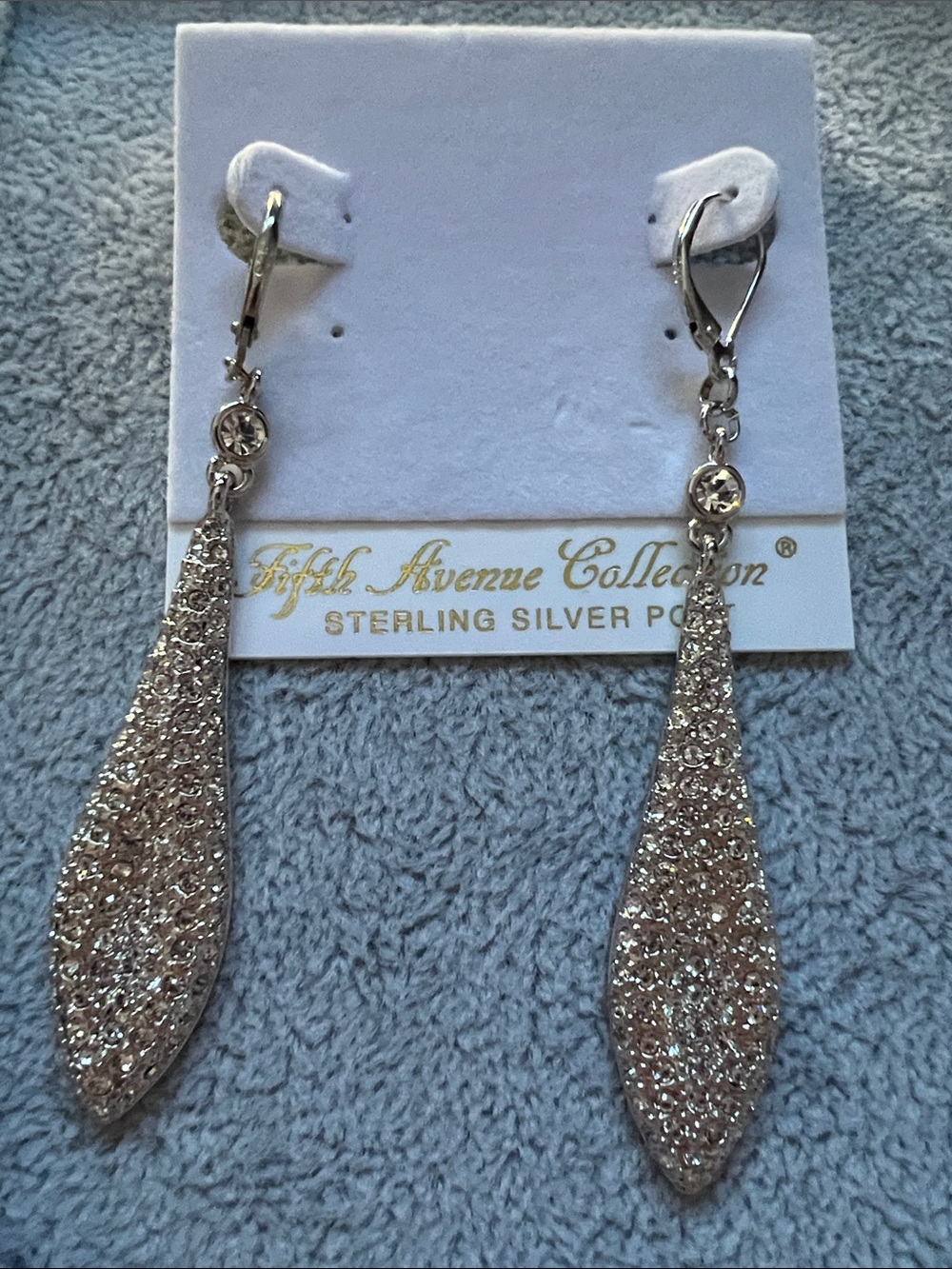 Sparkling Silver Teardrop Dangle Earrings by fifth avenue collection